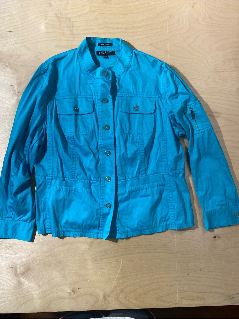 Jones New York Bright Turquoise Utility Jacket 1X (SO) - Picture 2 of 10